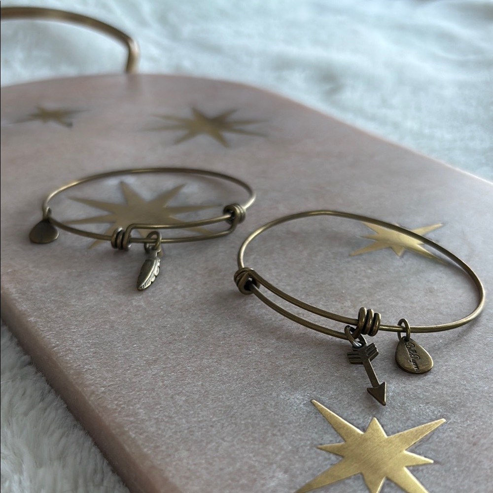 2 Gold Charm Bangle Bracelets